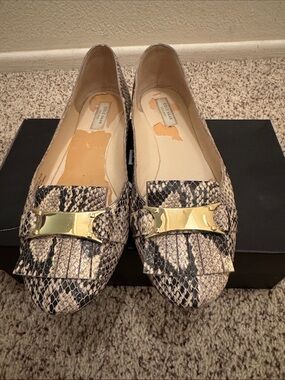 Cole Haan Snake-Print Loafers with Gold Plaque